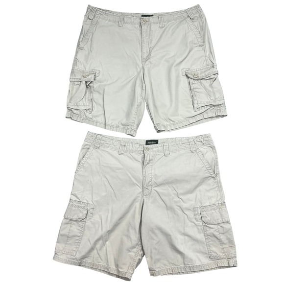 Eddie Bauer Mens Cargo Shorts Size 42 Beige Outdoor Casual Cotton‎ Hiking